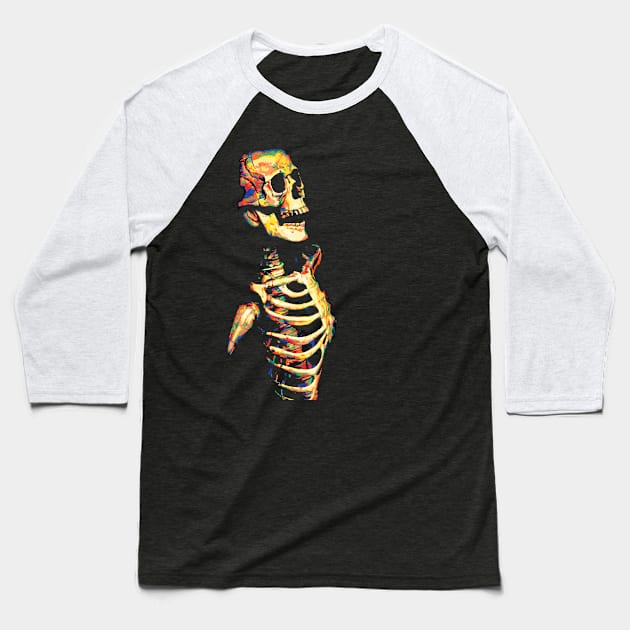 Creepy Screaming Painted Skeleton Baseball T-Shirt by Vector Deluxe